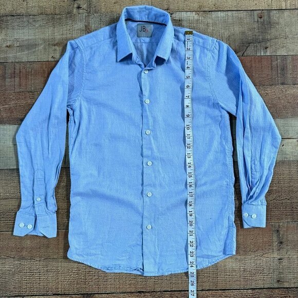 JB Jr Boys Long Sleeve Button Down in Blue -14 - Picture 5 of 7